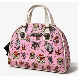 Ed Hardy Tattoo Hearts Pink Satchel Bowler